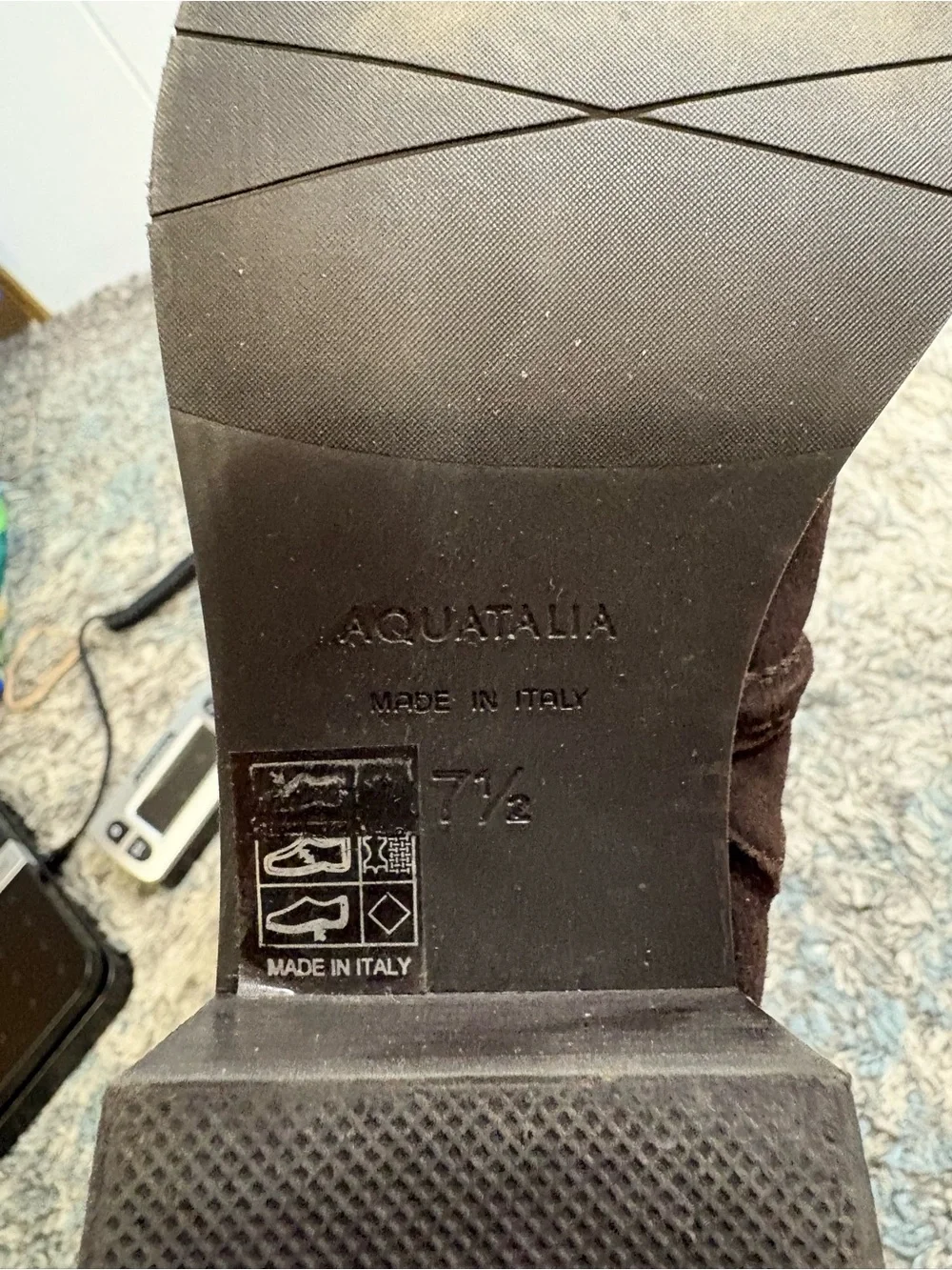 Aquatalia Boots Womens 7.5 Soft Suede Tall Riding Knee High Italy Dark Brown